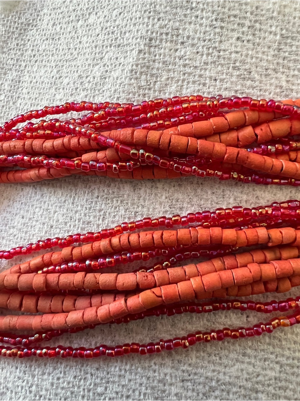 Vintage Coldwater Creek Orange and Red Multi-Strand Bead Necklace with Pendant - Picture 4 of 8